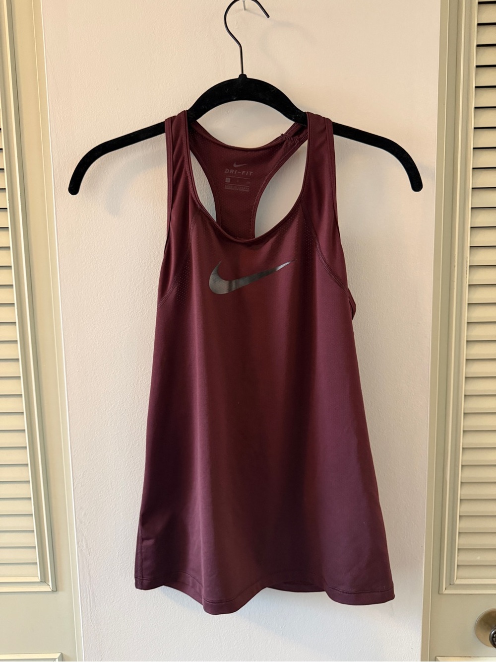 Nike Women's Maroon Racerback Dri-FIT Tank with Silver Swoosh